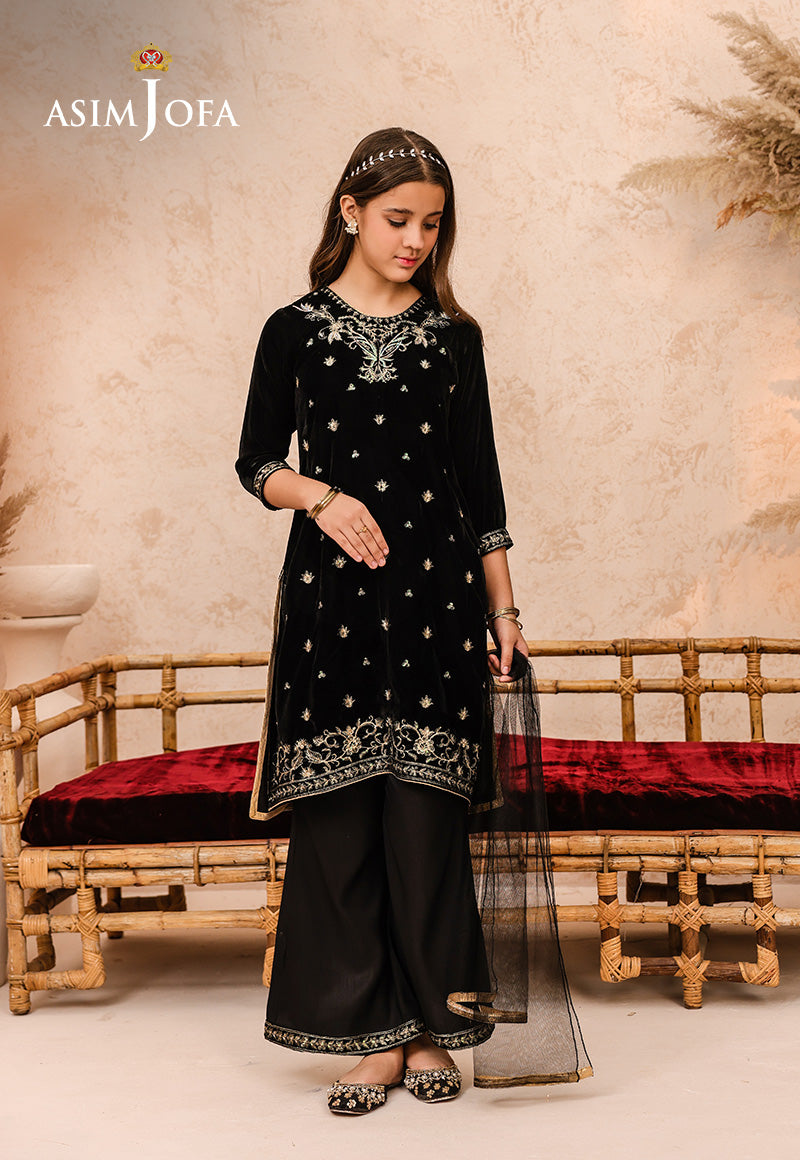 Asim Jofa Velvet Kids Pret Ajkv-01 Embroidered Velvet 3 Pcs