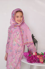 Suntex Stitched 3 Piece Lawn Kids Suit- Blush Pink SHIRT - PRINTED