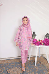 Suntex Stitched 3 Piece Lawn Kids Suit- Blush Pink SHIRT - PRINTED