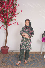Suntex Stitched 3 Piece Lawn Kids Suit- Black- SHIRT - PRINTED