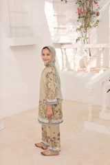 Suntex Stitched 3 Piece Kids Lawn Suit-SH-2664-Khaki