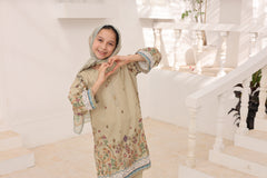 Suntex Stitched 3 Piece Kids Lawn Suit-SH-2664-Khaki
