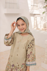 Suntex Stitched 3 Piece Kids Lawn Suit-SH-2664-Khaki