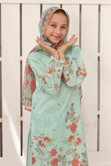 Suntex Stitched 3 Piece Kids Lawn Suit-SH-2662-Mint Green
