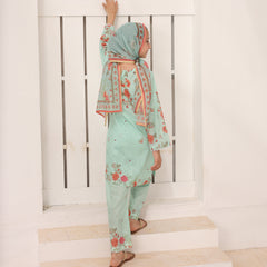 Suntex Stitched 3 Piece Kids Lawn Suit-SH-2662-Mint Green