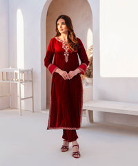 Dastoor By Kross Kulture Stitched 2Pc - Velvet Emb Suit