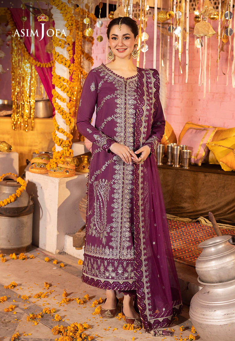 Asim Jofa Dastaan Pret Ajdap-18 Embroidered Lawn Silk Stitched 3 Pcs