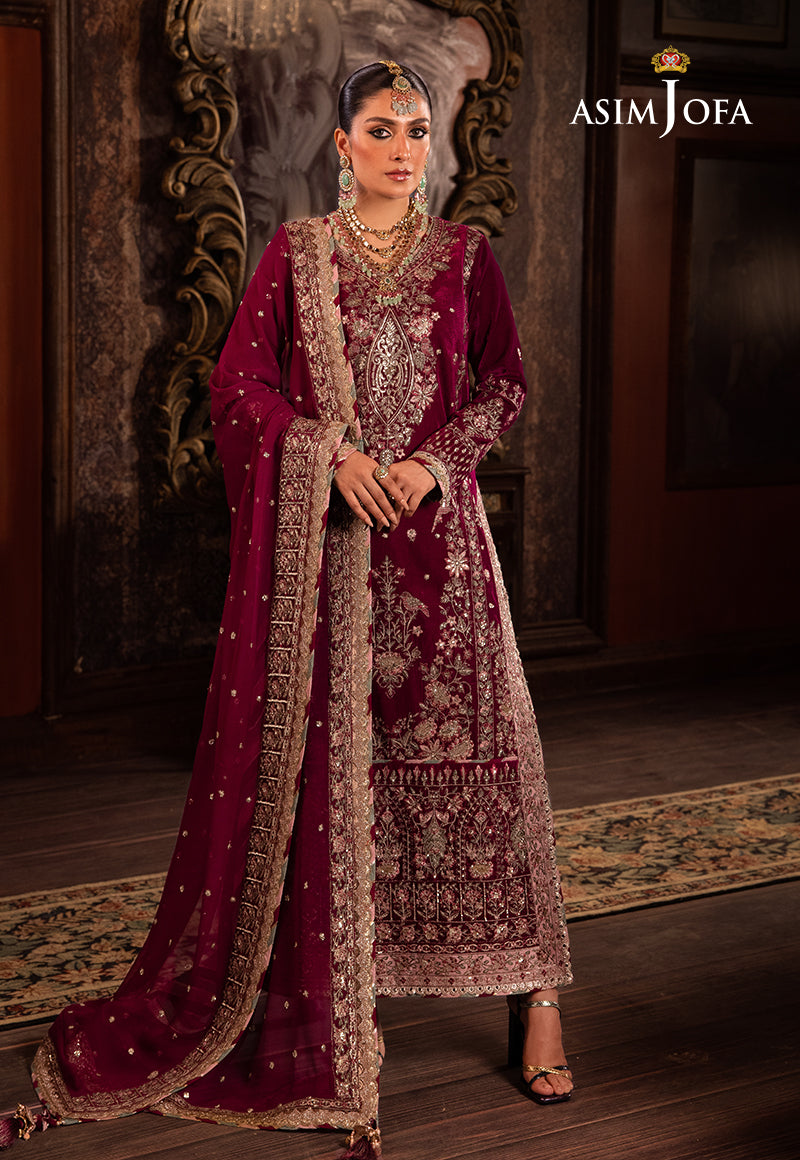 Asim Jofa Designers Limited Edition Ajmmd-03 Embroidered Velvet 3 Pcs