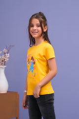Sprinkles Stitched 1 Piece Summer Shirts Kids Collection'2025-Yellow Adventure Friend Print Tee