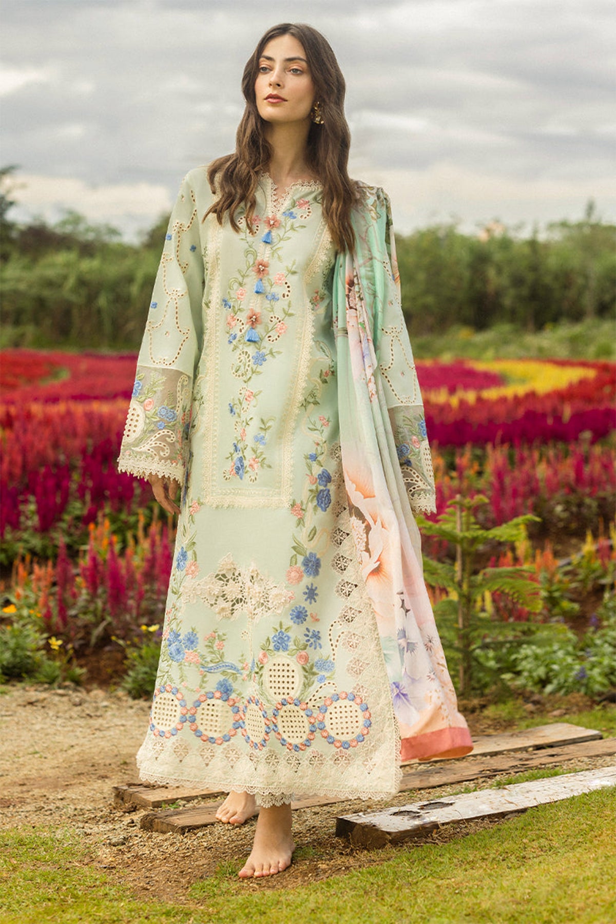 The Secret Garden Hemline By Mushq Unstitched 3 Piece Summer Collection'2025-04-A-Starlit Lilies