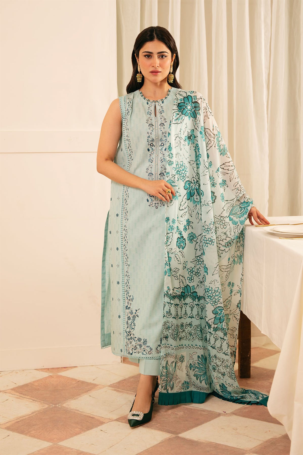 Festive Edit By Sahar Unstitched 3 Piece Jacquard Collection-04-Crystal Sky