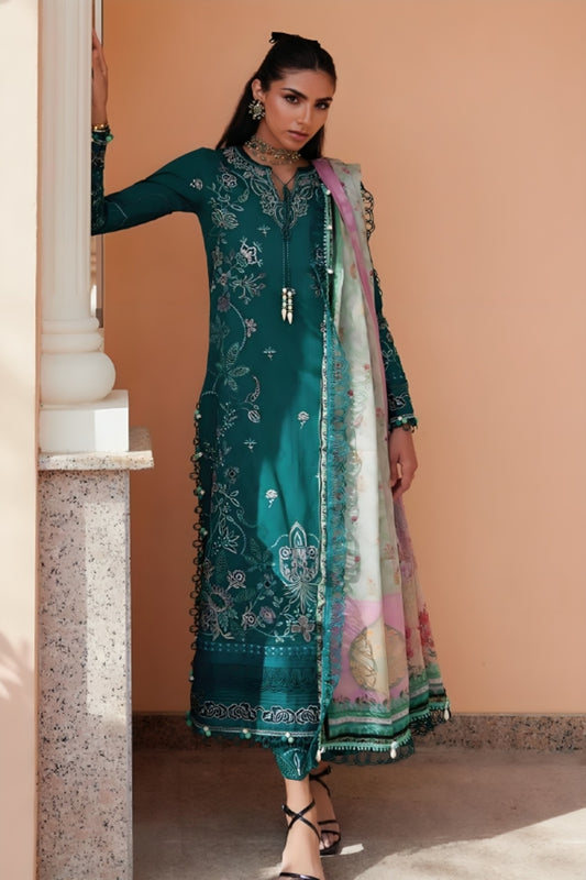 Wes By Farah Talib Aziz Unstitched 3 Piece Luxury Summer Collection-04-Eileen Emerald