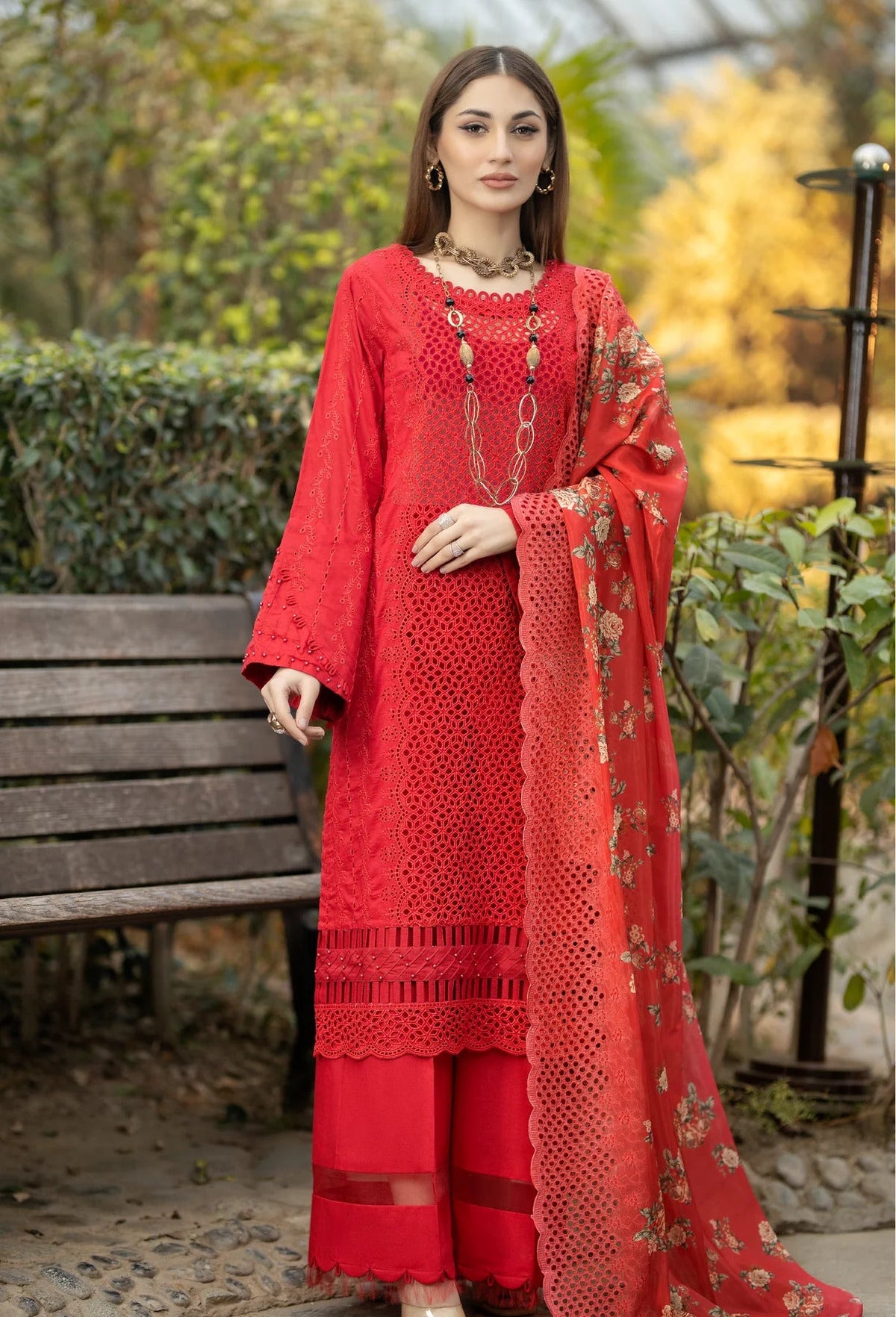 Fuchsia by Adan's Libas Unstitched 3 Piece Chikankari Lawn Collection'2023-04-Fiery Rose