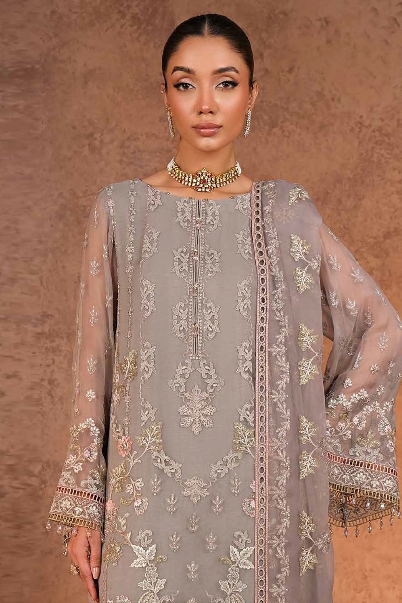 Lamisah Zebaish by Lavish Unstitched 3 Piece Luxury Chiffon Collection'2024-04-Fossil