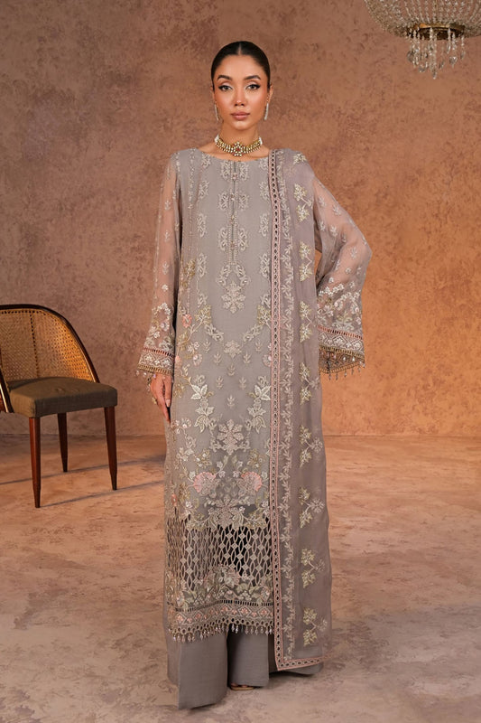 Lamisah Zebaish by Lavish Unstitched 3 Piece Luxury Chiffon Collection'2024-04-Fossil