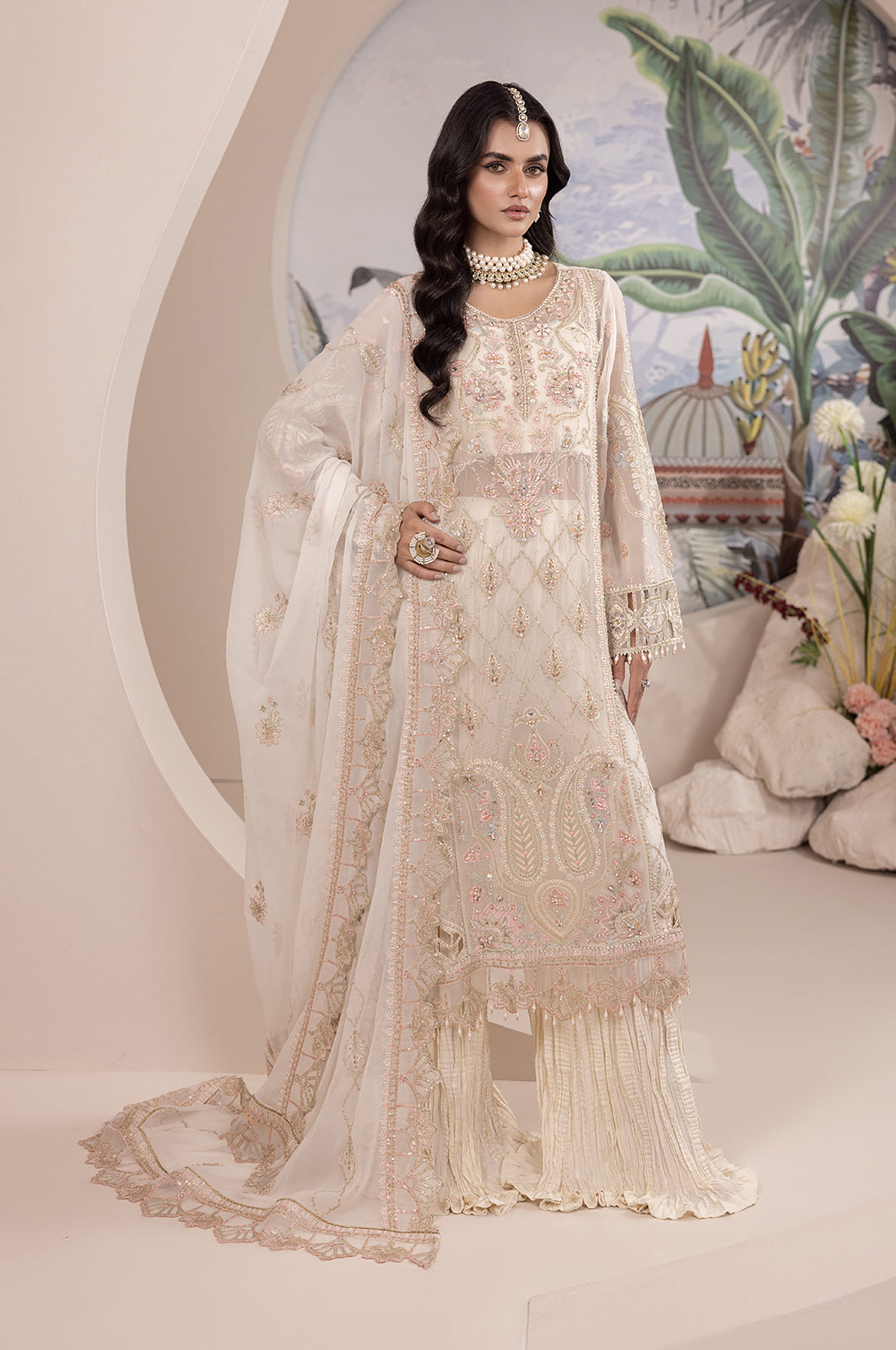 Aaraish By Diara Couture Stitched 3 Piece Formals Collection'2025 HAYA-SF-15-Off White