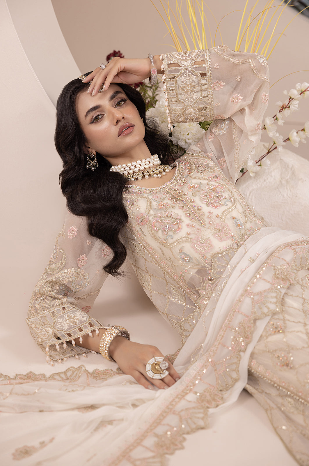 Aaraish By Diara Couture Stitched 3 Piece Formals Collection'2025 HAYA-SF-15-Off White