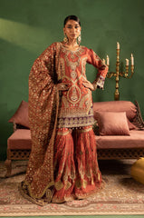 Tabeer By Diara Couture Stitched 3 Piece Formals Collection'2025-ZONAISHA - UA-01 - RUST