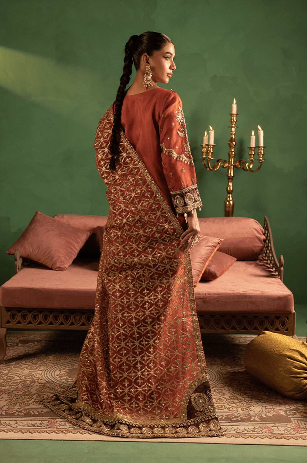 Tabeer By Diara Couture Stitched 3 Piece Formals Collection'2025-ZONAISHA - UA-01 - RUST