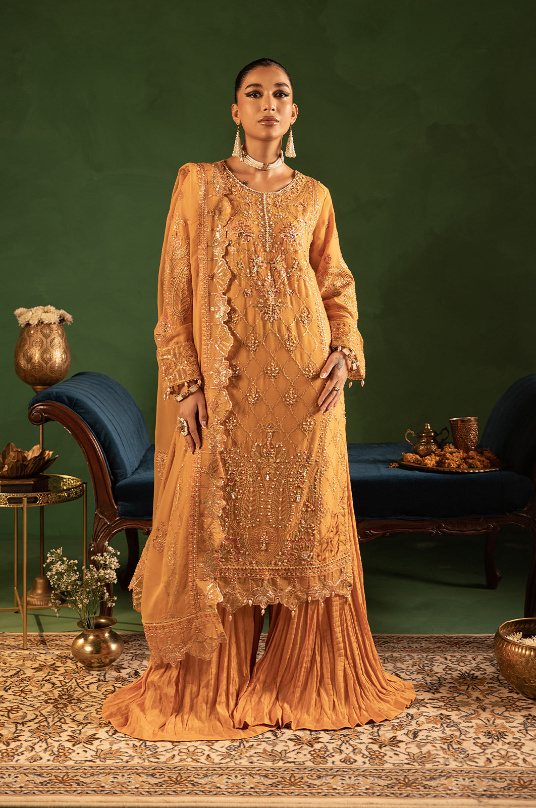 Aaraish By Diara Couture Stitched 3 Piece Formals Collection'2025-HAYA - SF-15 - MUSTARD