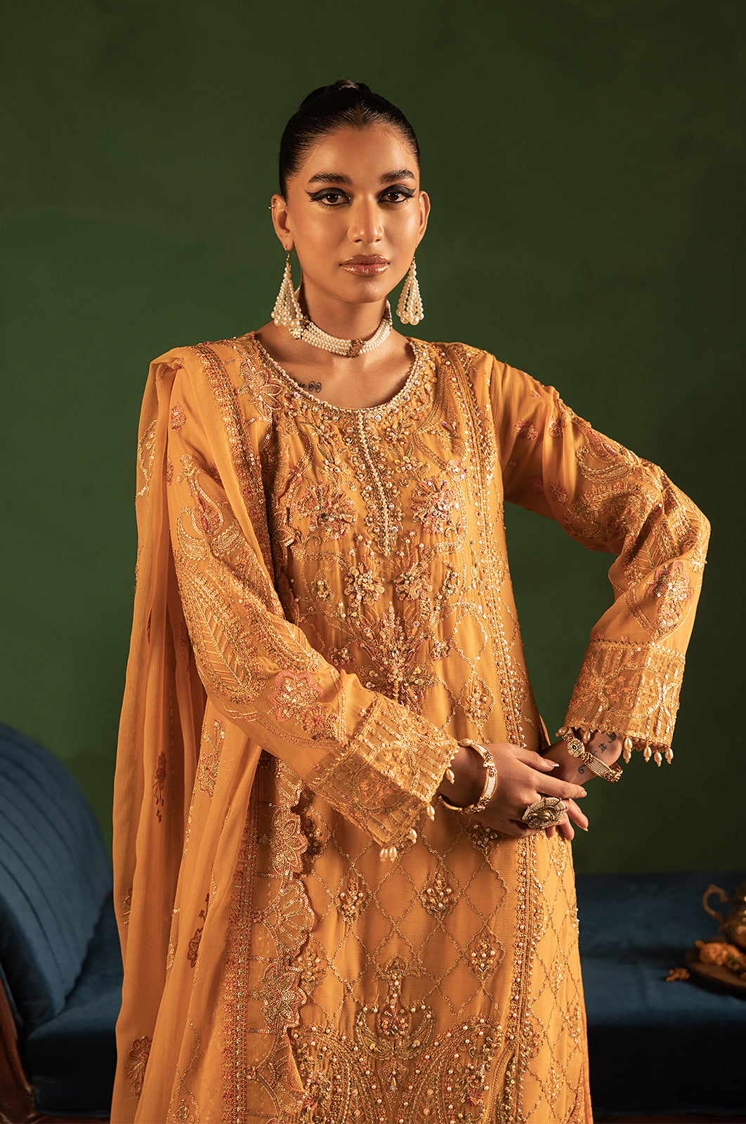 Aaraish By Diara Couture Stitched 3 Piece Formals Collection'2025-HAYA - SF-15 - MUSTARD