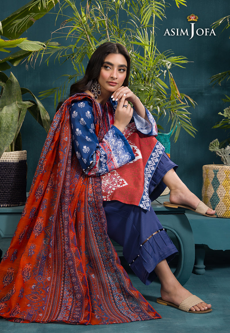 Asim Jofa Gul Rung Pret Collection Ajgr-15 Embroidered Swiss Lawn 3 Pcs