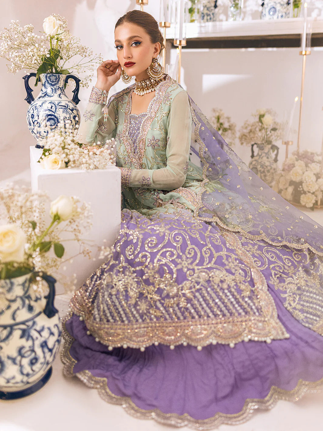 Sawariya by Roheenaz Unstitched 3 Piece Luxury Khalidar Chiffon Collection'2023-S-04