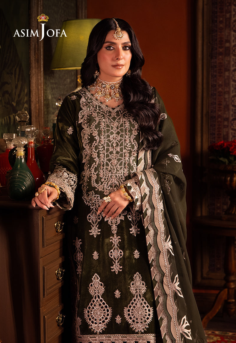 Asim Jofa Makhmal - Wedding Velvet Ajmm-05 Embroidered Velvet 3 Pcs
