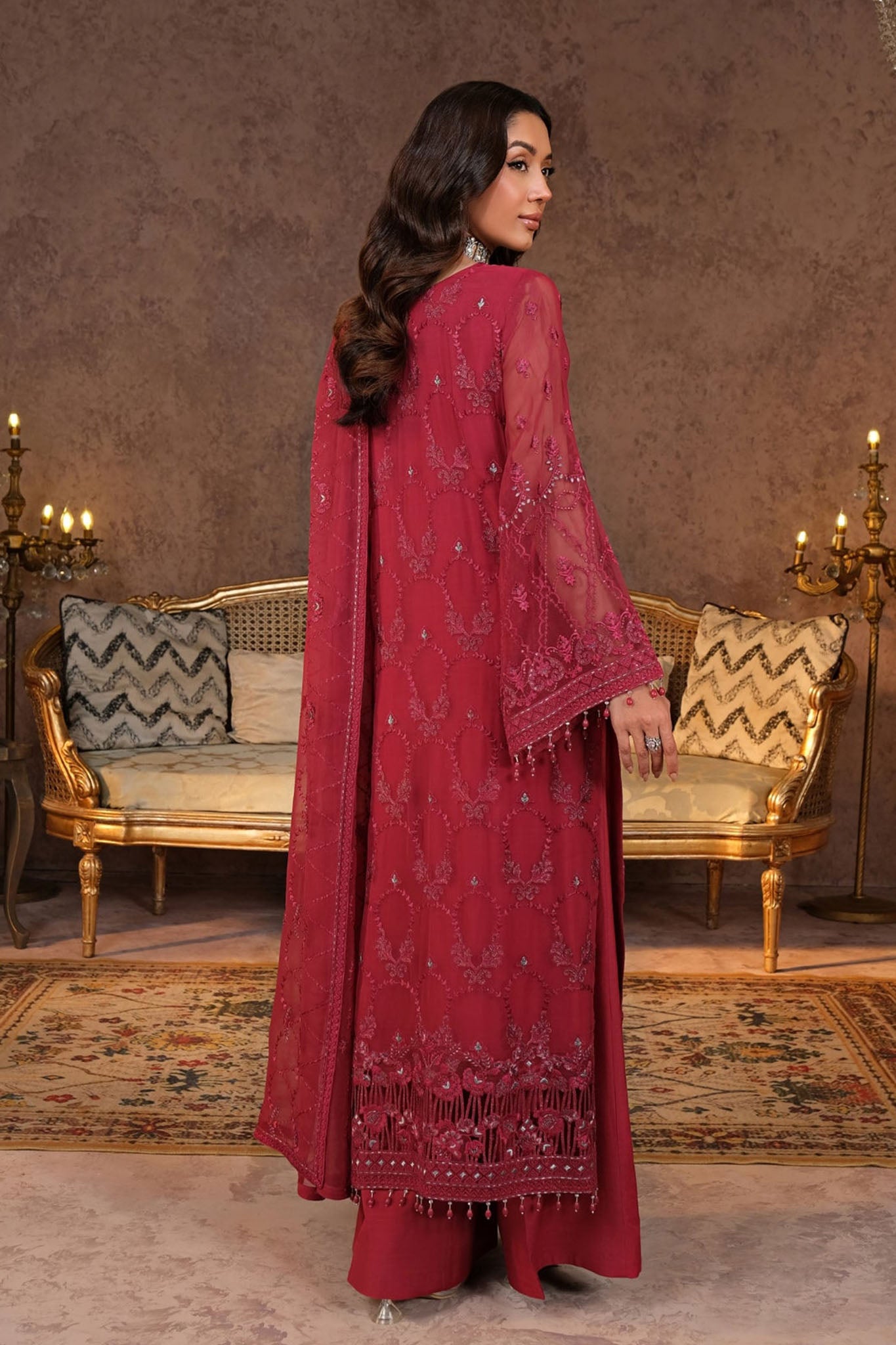 Lamisah Zebaish by Lavish Unstitched 3 Piece Luxury Chiffon Collection'2024-05-Cerise