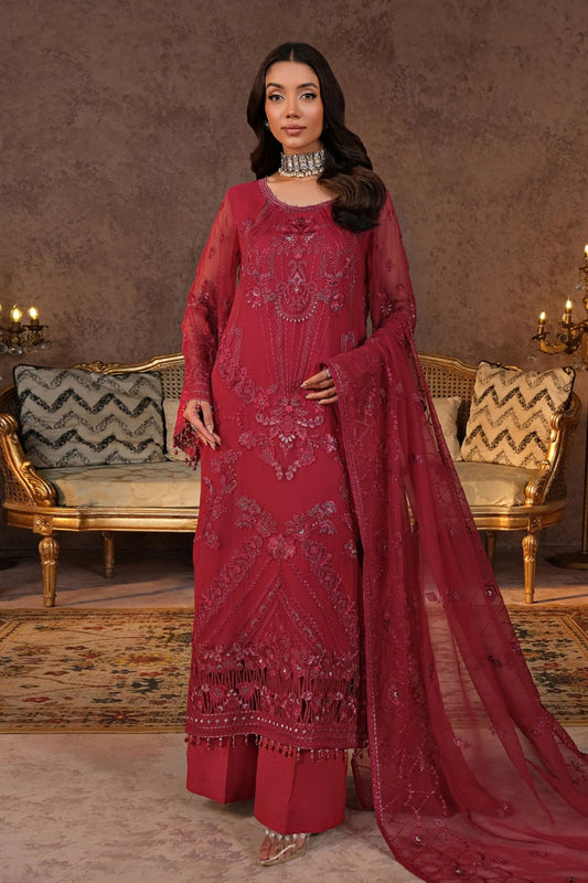 Lamisah Zebaish by Lavish Unstitched 3 Piece Luxury Chiffon Collection'2024-05-Cerise