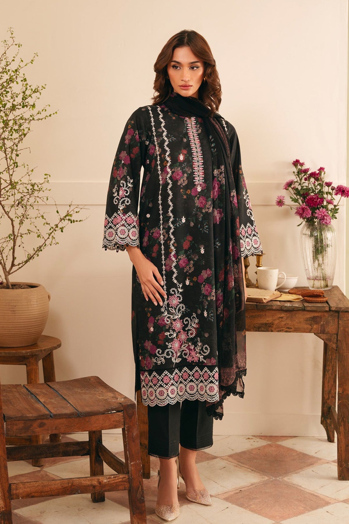 Festive Edit By Sahar Unstitched 3 Piece Emb Lawn Collection-05-Gothic Garden