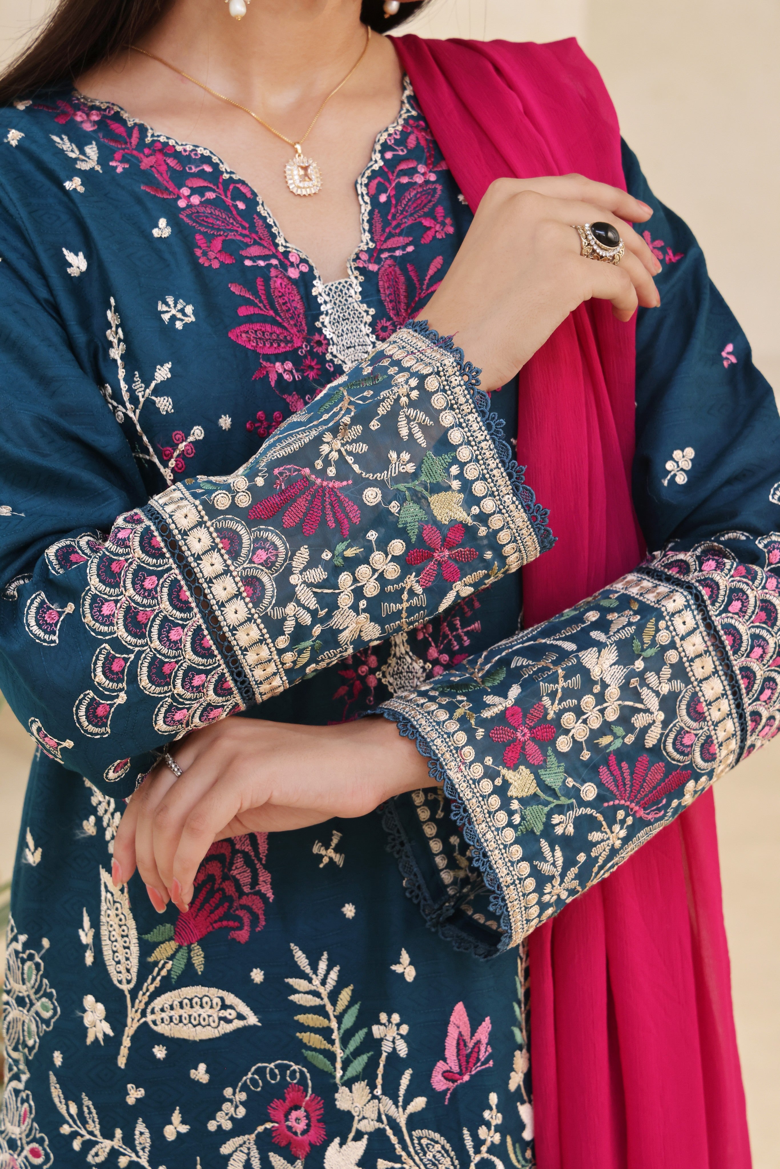 Dressline Meher  Stitched 3 Piece Emb Self Lawn Jacquard Collection