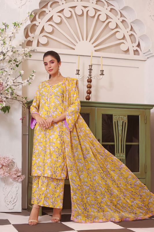 Feathers Unstitched 3 Piece Summer Collection-VASl-FT103