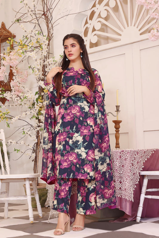 Feathers Unstitched 3 Piece Summer Collection-AKS-FT104