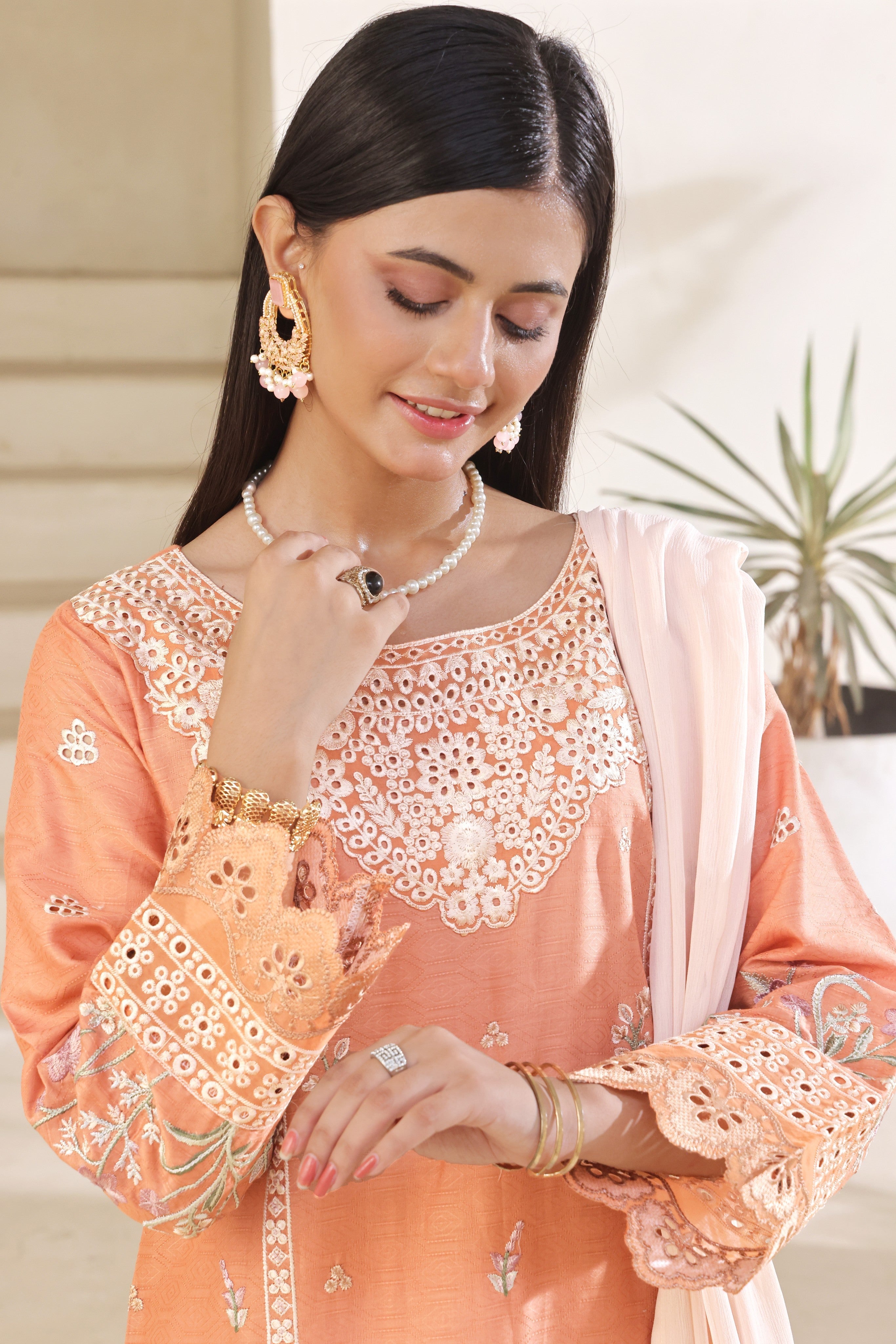 Dressline Meher  Stitched 3 Piece Emb Self Lawn Jacquard Collection
