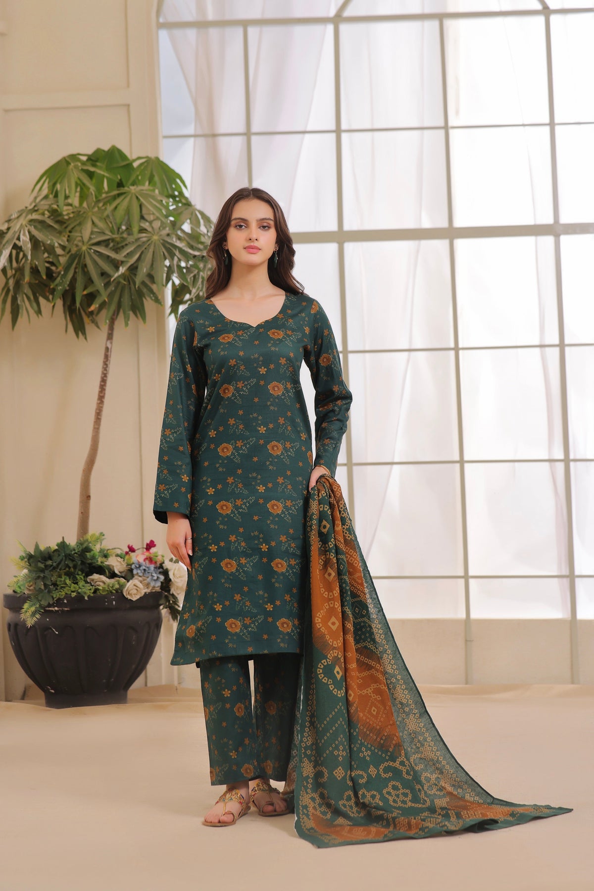 Feathers Unstitched 3 Piece Winter Collection-MELTUM-FT299