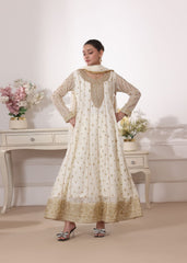 Hoor By Al Harir Stitched 3 Piece Formals Suit-AH009-Hoor-OffWhite