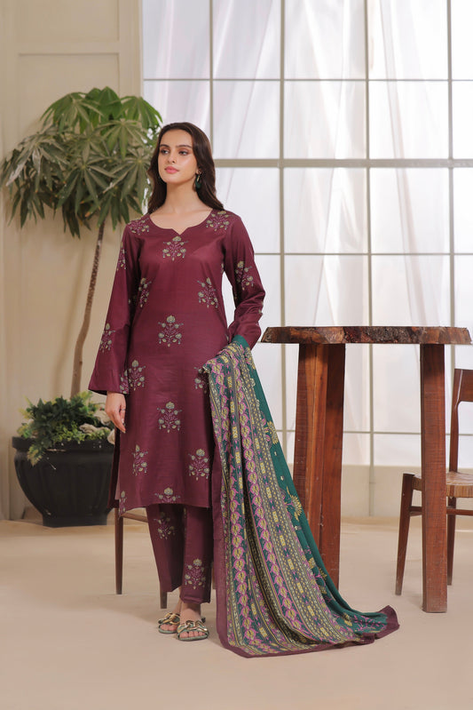 Feathers Unstitched 3 Piece Winter Collection-FAIQA-FT302