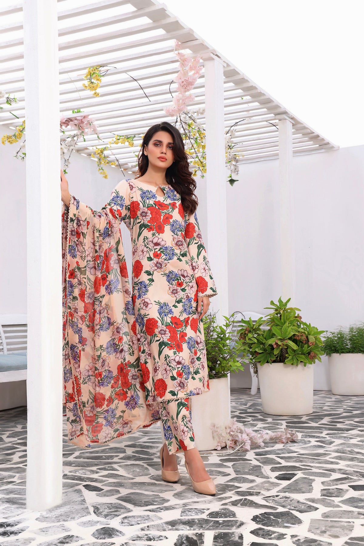 Feathers Unstitched 3 Piece Summer Collection-NIRMAL-FT135