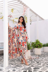 Feathers Unstitched 3 Piece Summer Collection-NIRMAL-FT135