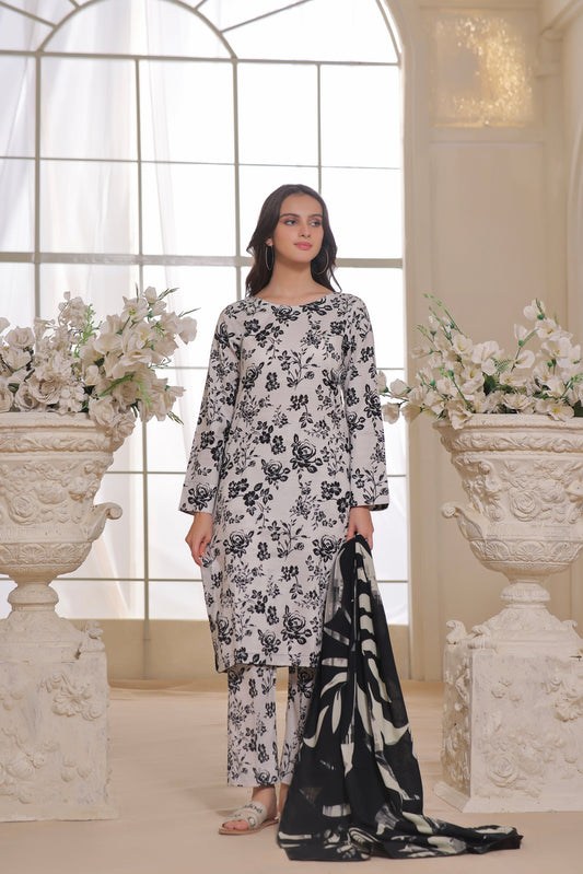 Feathers Unstitched 3 Piece Winter Collection-EMIN-FT305