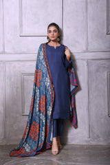 Feathers Unstitched 3 Piece Winter Collection-GRID DAMASK-FT178