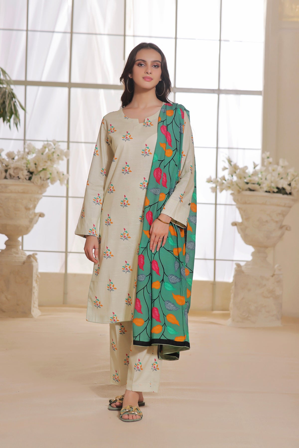 Feathers Unstitched 3 Piece Winter Collection-MARIAN-FT308