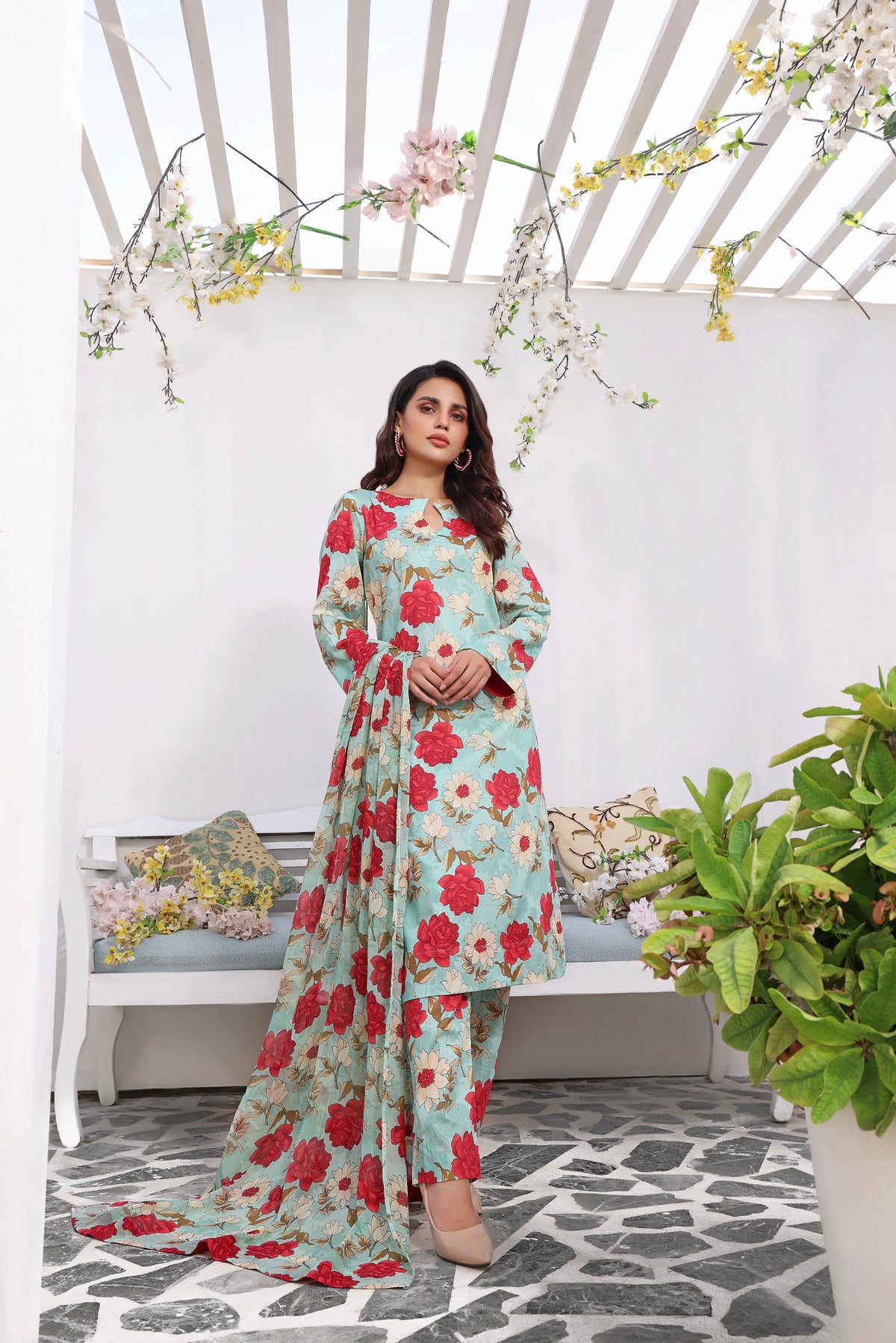 Feathers Unstitched 3 Piece Summer Collection-AMIYAH-FT137