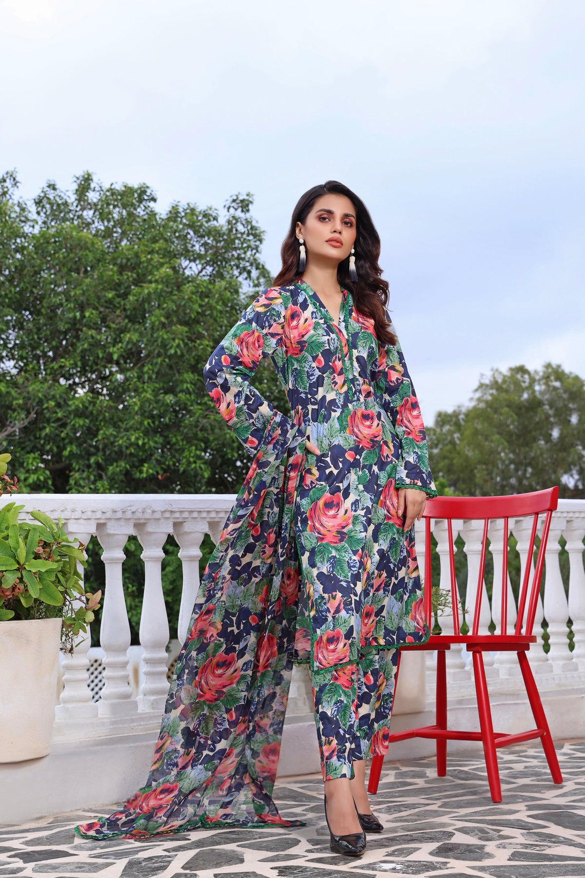 Feathers Unstitched 3 Piece Summer Collection-NOURIA-FT139