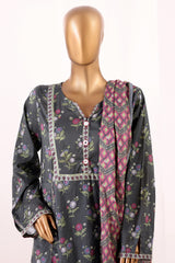 Bin Saeed Stitched 3 Piece Printed Lawn Frock Vol-03 Suit-LSM-3102-Grey