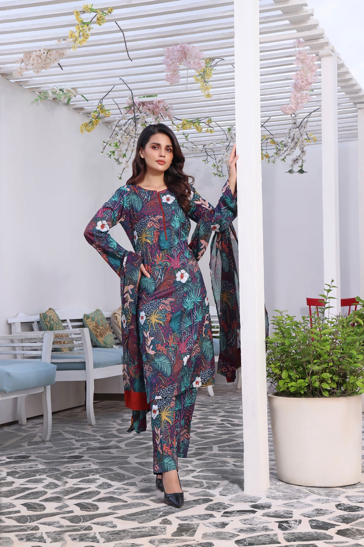 Feathers Unstitched 3 Piece Summer Collection-NOVA-FT142