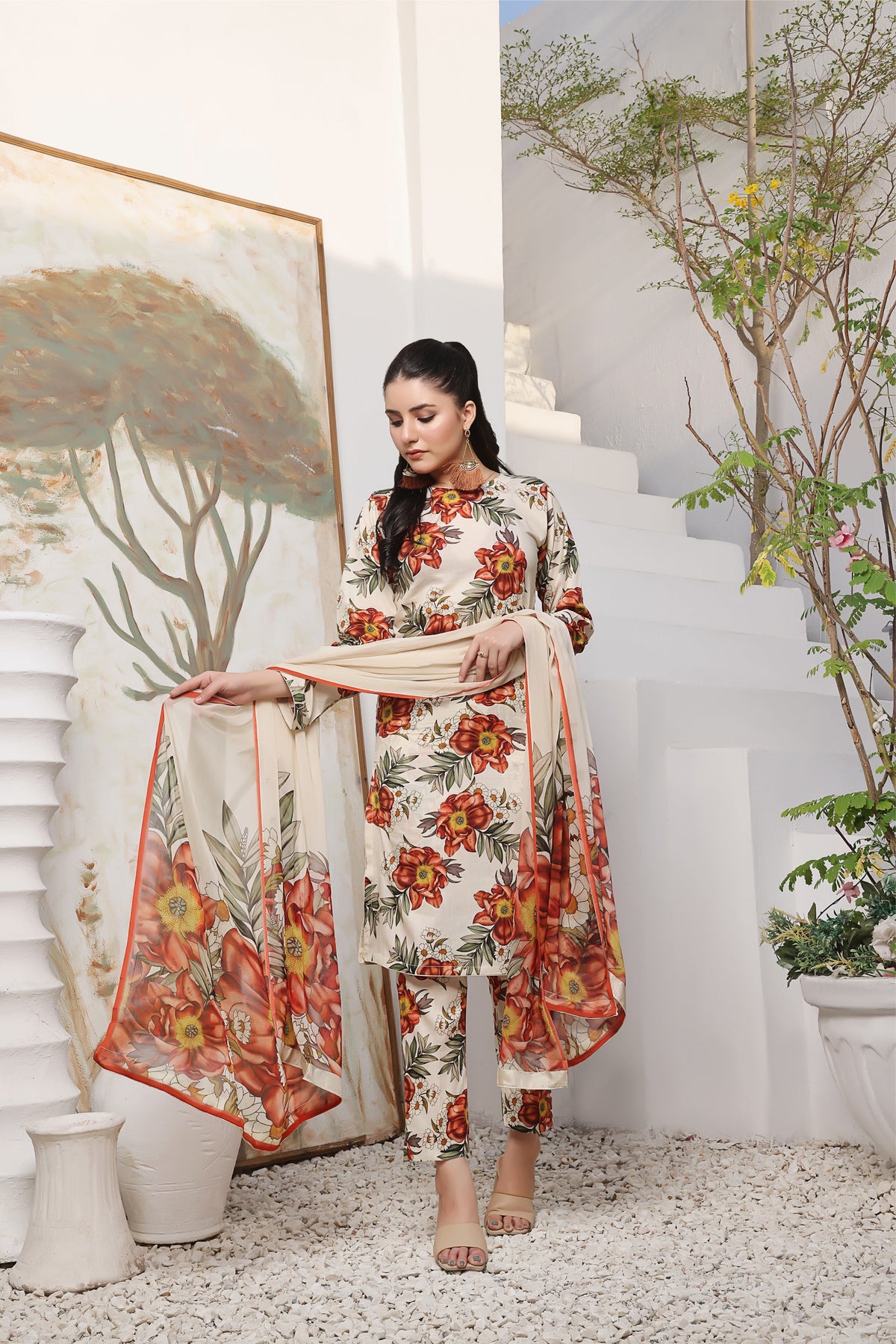 Feathers Unstitched 3 Piece Summer Collection-MARIGOLD-FT376