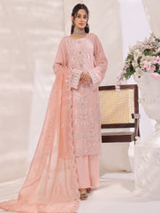 Batul By Dressline Semi Stitched 3 Piece luxury Emb Chiffon Collection'2025-batul-semi-stitched-peach-whisper
