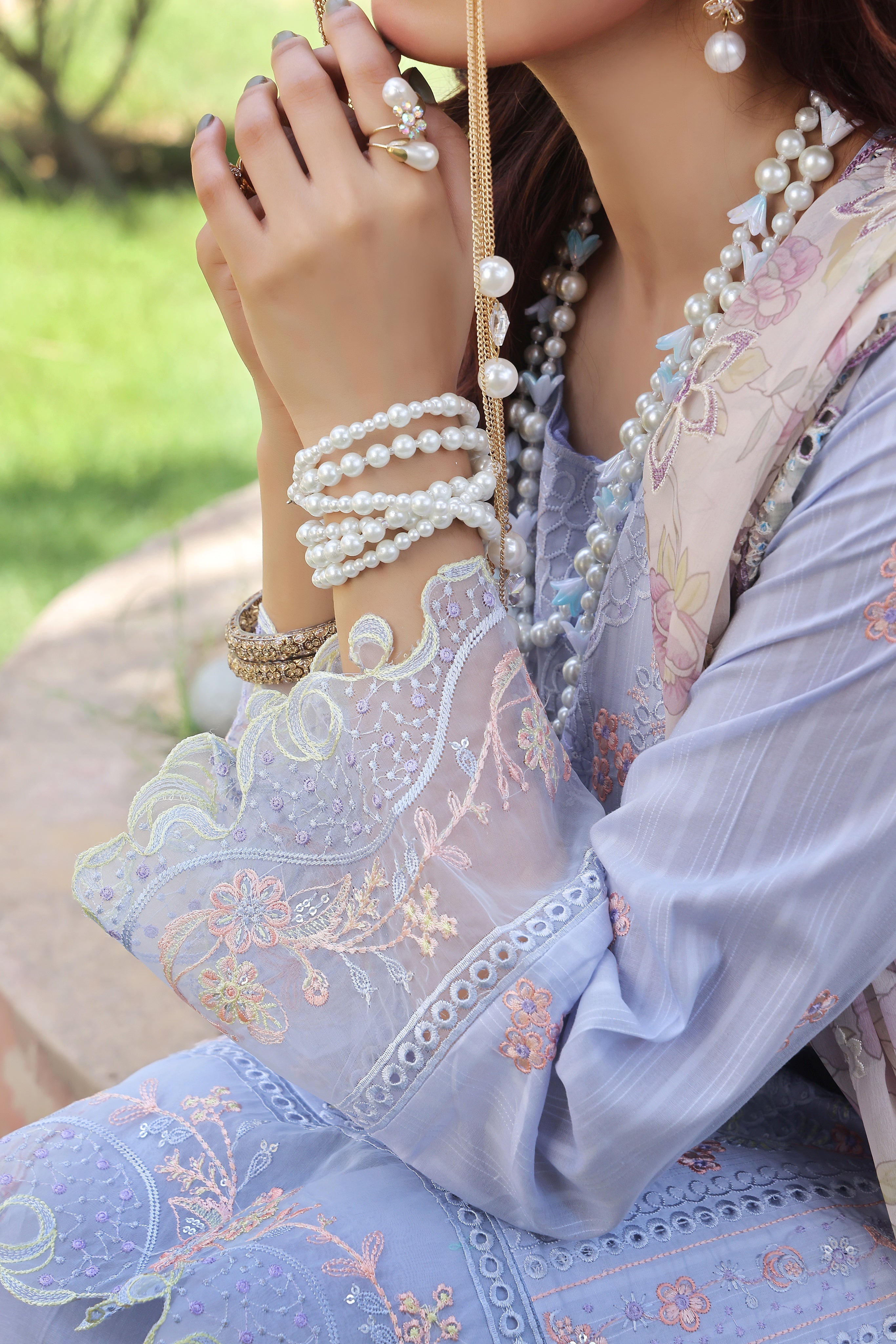 Dressline Silvana Ready-To-Wear 3 Piece Premium Heavy Chikankari Emb Bana Dora Lawn Collection
